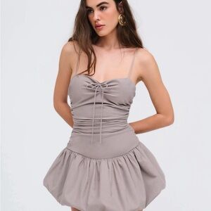 For Love And Lemons Taupe Mini Dress